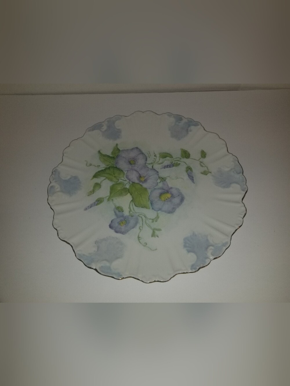 Vintage Floral Porcelain Serving Plate  Flowers Scalloped Edge